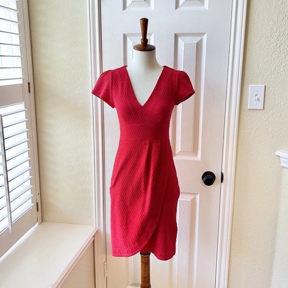 Anthropologie Maeve Red V-neck Sheath Dress - Picture 2 of 8
